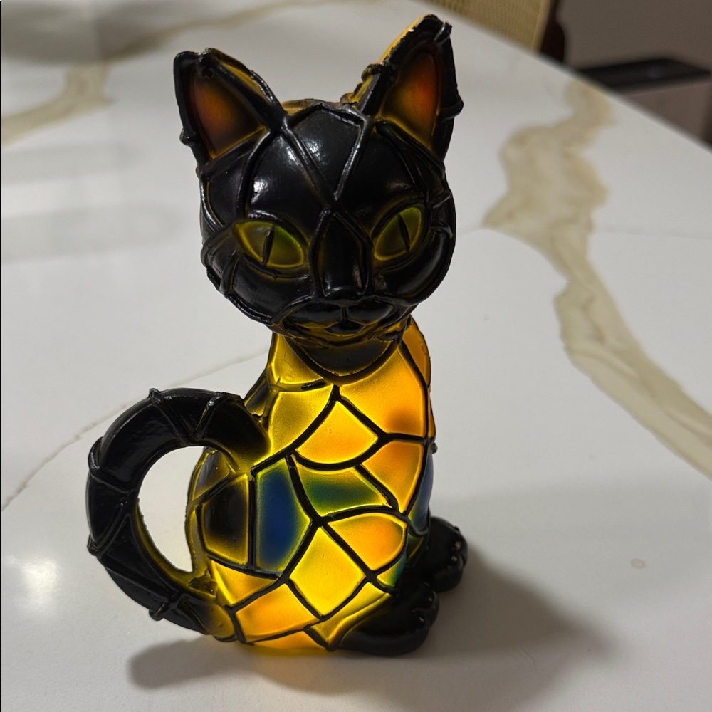 Black and Yellow Cat Figurine